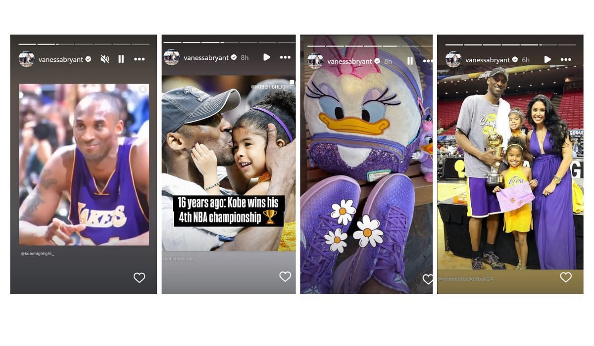 Vanessa Bryant posts a collection of stories celebrating the 16th anniversary of Kobe's fourth title win.